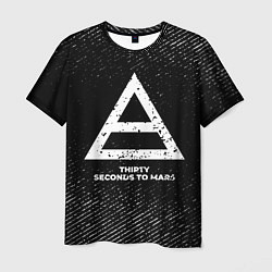 Мужская футболка Thirty Seconds to Mars с потертостями на темном фо