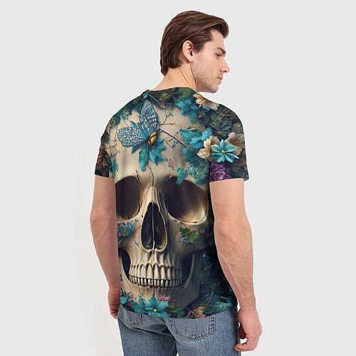 Мужская футболка Цветочный скелет / 3D-принт – фото 4