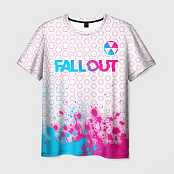 Мужская футболка Fallout neon gradient style: символ сверху