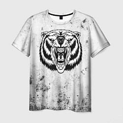 Мужская футболка Черно-белый разозленный медведь