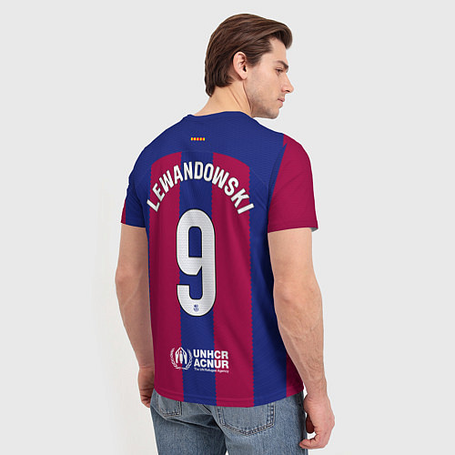 Мужская футболка Роберт Левандовский Барселона форма 2324 домашняя / 3D-принт – фото 4