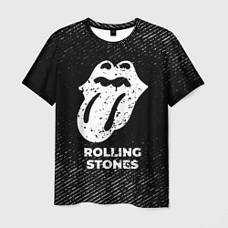 Мужская футболка Rolling Stones с потертостями на темном фоне