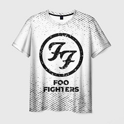 Мужская футболка Foo Fighters с потертостями на светлом фоне