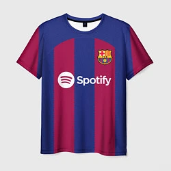 Футболка мужская Гави Барселона форма 2324 домашняя, цвет: 3D-принт