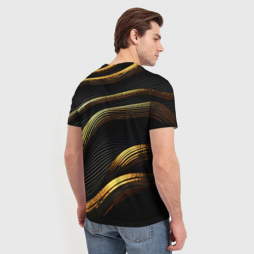 Мужская футболка Золотистые волны абстракция / 3D-принт – фото 4