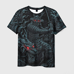 Мужская футболка Samurai and dragon