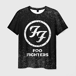 Мужская футболка Foo Fighters с потертостями на темном фоне