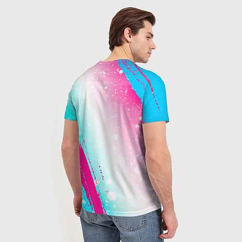 Мужская футболка Goblin Slayer neon gradient style: надпись, символ / 3D-принт – фото 4