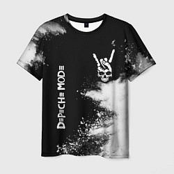 Мужская футболка Depeche Mode и рок символ на темном фоне