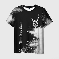 Мужская футболка Three Days Grace и рок символ на темном фоне