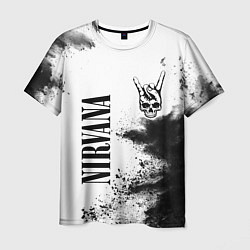 Мужская футболка Nirvana и рок символ на светлом фоне
