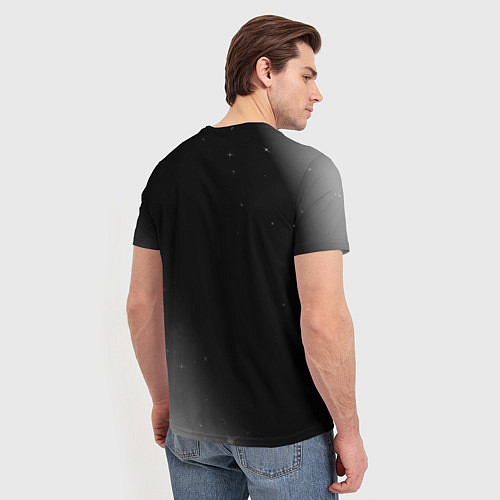 Мужская футболка Scorpions glitch на темном фоне: символ сверху / 3D-принт – фото 4
