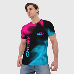 Футболка мужская Chery - neon gradient: надпись, символ, цвет: 3D-принт — фото 2