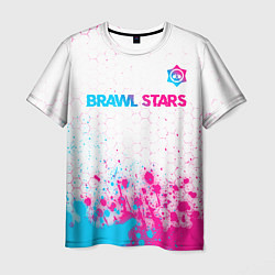 Мужская футболка Brawl Stars neon gradient style: символ сверху