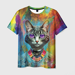 Мужская футболка Cat fashionista - neural network