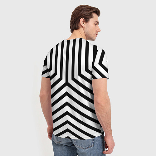Мужская футболка Черно-белые полосы в узоре / 3D-принт – фото 4