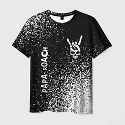 Мужская футболка Papa Roach и рок символ на темном фоне