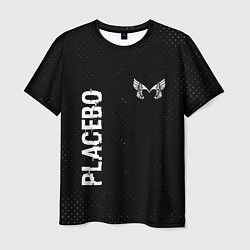 Мужская футболка Placebo glitch на темном фоне: надпись, символ