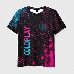 Мужская футболка Coldplay - neon gradient: надпись, символ