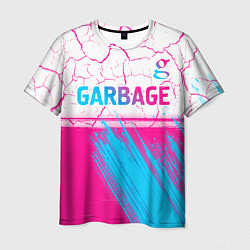 Мужская футболка Garbage neon gradient style: символ сверху