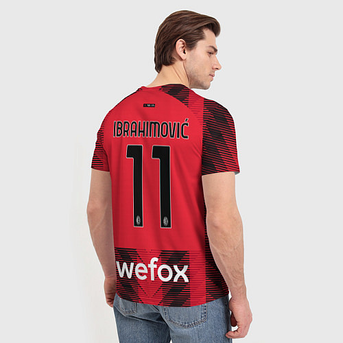 Мужская футболка Златан Ибрагимович Милан форма 2324 домашняя / 3D-принт – фото 4