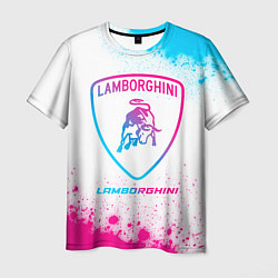 Мужская футболка Lamborghini neon gradient style