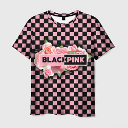 Мужская футболка Blackpink logo roses