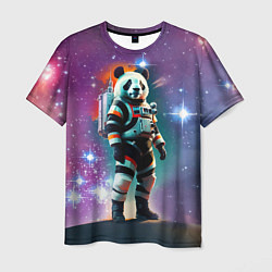 Мужская футболка Панда бравый космонавт - нейросеть