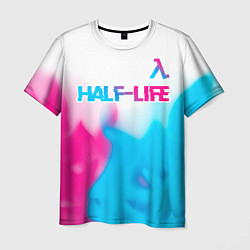 Мужская футболка Half-Life neon gradient style: символ сверху