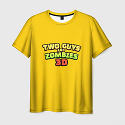 Мужская футболка Two Guys & Zombies 3D - Лого на желтом