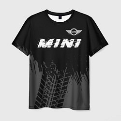 Мужская футболка Mini speed на темном фоне со следами шин: символ с