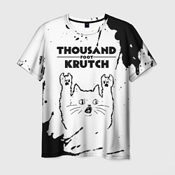 Мужская футболка Thousand Foot Krutch рок кот на светлом фоне