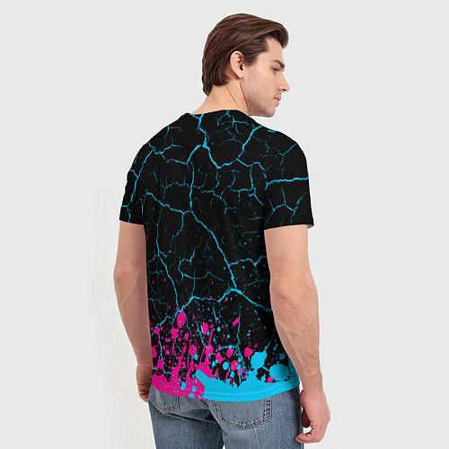 Мужская футболка Skillet - neon gradient: символ сверху / 3D-принт – фото 4