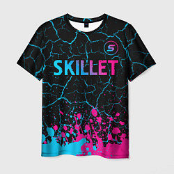 Мужская футболка Skillet - neon gradient: символ сверху