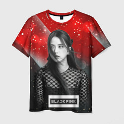 Мужская футболка Jisoo black red background