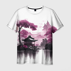 Мужская футболка Японские мотивы - фиолетовый