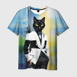 Мужская футболка Cat fashionista - neural network - pop art