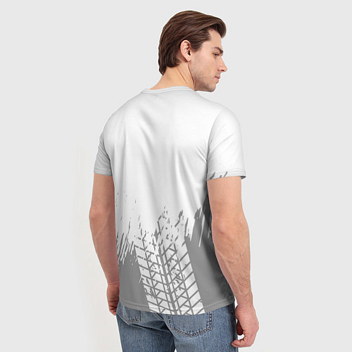 Мужская футболка UAZ speed на светлом фоне со следами шин: символ с / 3D-принт – фото 4