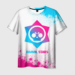 Мужская футболка Brawl Stars neon gradient style