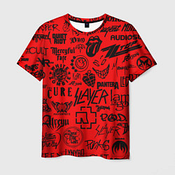 Мужская футболка Лучшие рок группы на красном