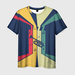 Мужская футболка Труба в разноцветных полосах Jazz music