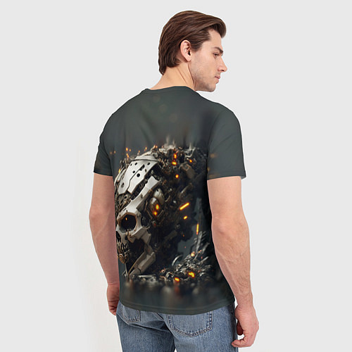 Мужская футболка Кибернетический скелет / 3D-принт – фото 4