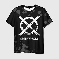 Мужская футболка CreepyPasta glitch на темном фоне
