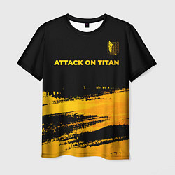 Мужская футболка Attack on Titan - gold gradient: символ сверху