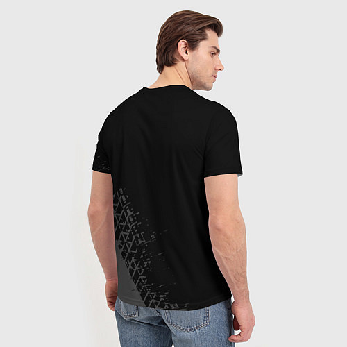 Мужская футболка Mazda speed на темном фоне со следами шин: надпись / 3D-принт – фото 4