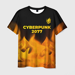 Футболка мужская Cyberpunk 2077 - gold gradient: символ сверху, цвет: 3D-принт