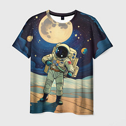 Мужская футболка Космонавт в ледяной пустыне