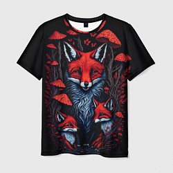 Мужская футболка Красный лис и грибы