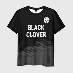 Мужская футболка Black Clover glitch на темном фоне: символ сверху
