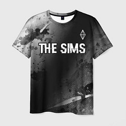 Мужская футболка The Sims glitch на темном фоне: символ сверху